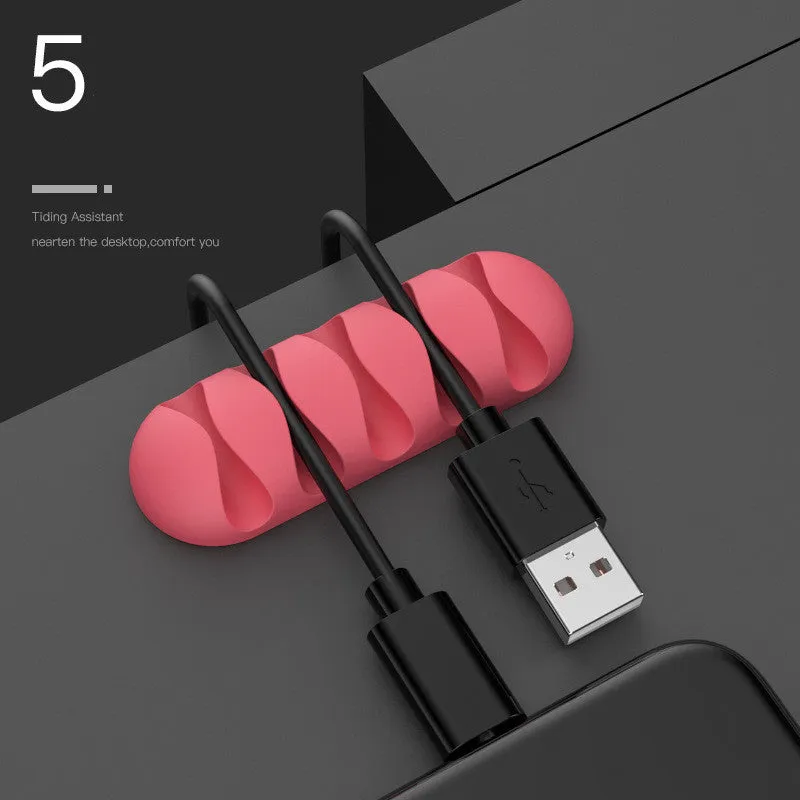 Smart Cable Holder silicone flexible wire organizer cord management clip for USB earphone network cable in black