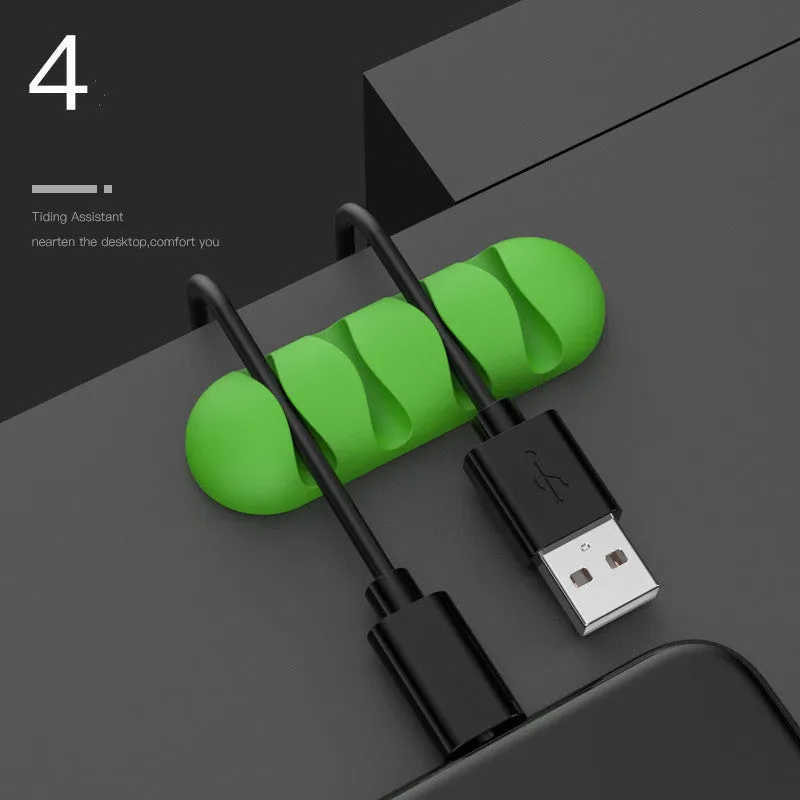 Smart Cable Holder silicone flexible wire organizer cord management clip for USB earphone network cable in black