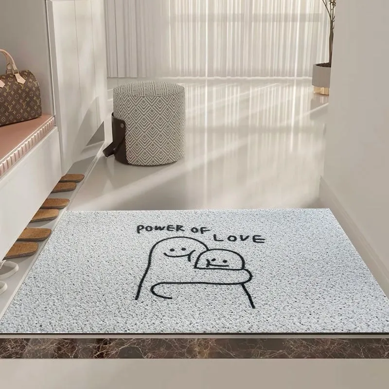 Square cartoon facial expression floor mat with geometric pattern in Mr. Big Nose colour