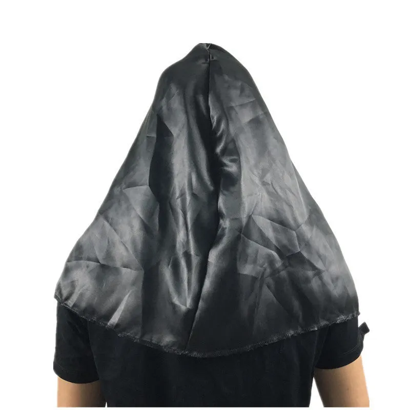 Halloween scary nun mask with closed mouth style option, plastic regular size party prop