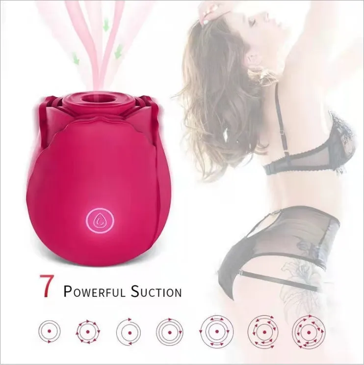 Huafeihua rose sucking tongue licking vibrating egg in pink, silicone body, 58x58x62mm, 35dB quiet adult toy