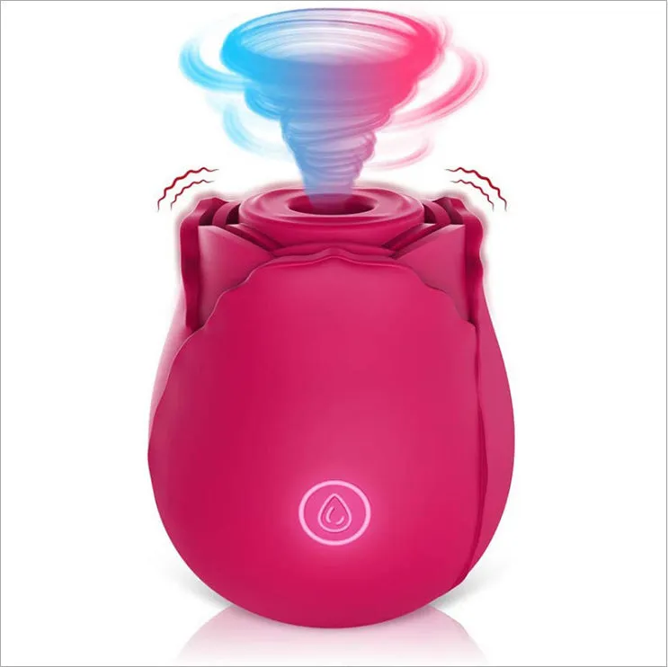 Huafeihua rose sucking tongue licking vibrating egg in pink, silicone body, 58x58x62mm, 35dB quiet adult toy