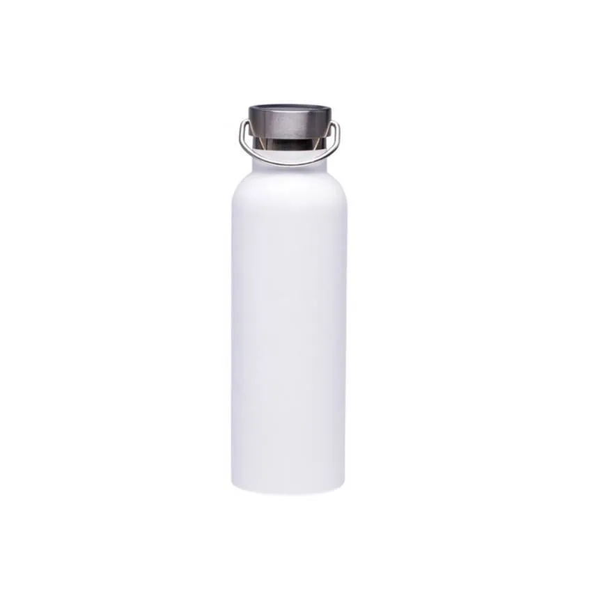 750ml stainless steel sports water bottle in black 24cm high 7.5cm wide 304 steel