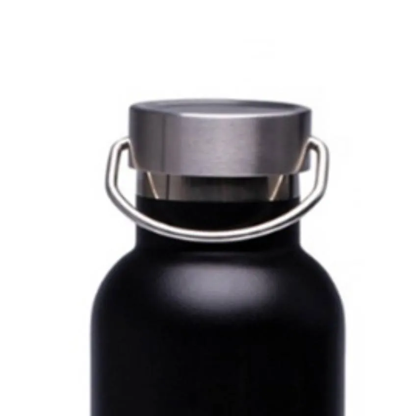 750ml stainless steel sports water bottle in black 24cm high 7.5cm wide 304 steel