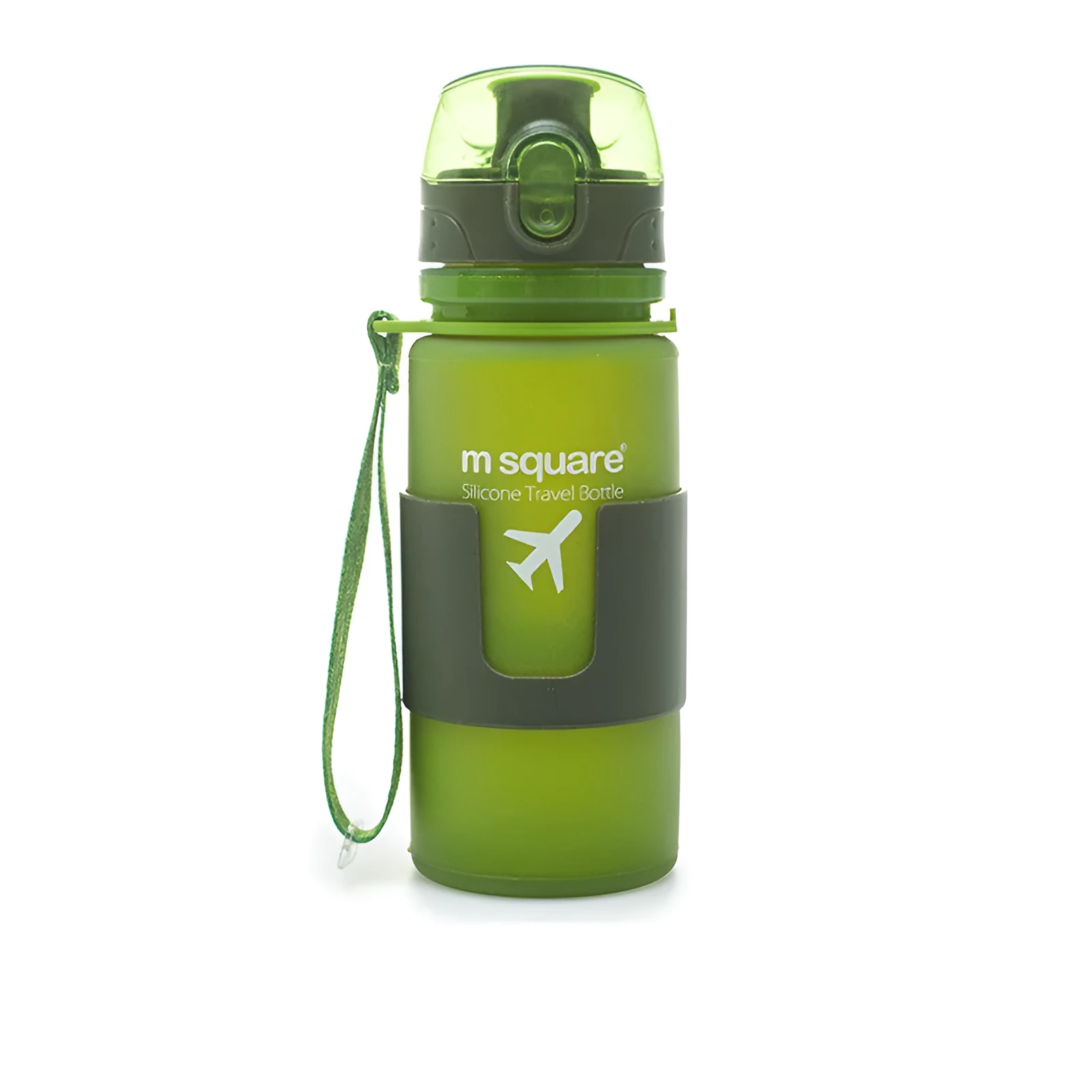 Blue soft platinum silicone sports water bottle with cap, 500ml capacity
