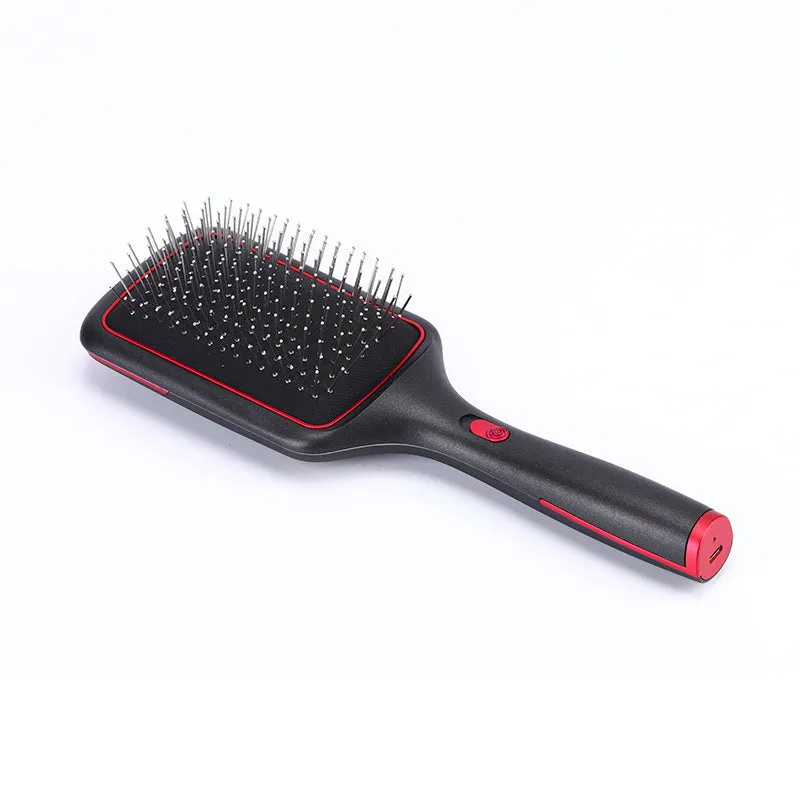 Wireless charging straight hair comb with negative ions and vibration, black tourmaline ceramic design