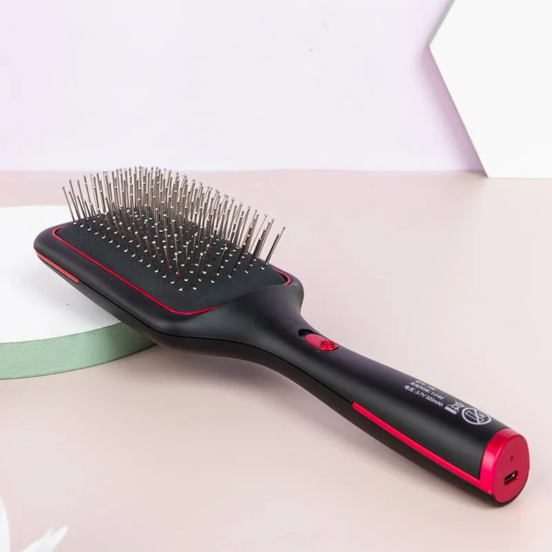 Wireless charging straight hair comb with negative ions and vibration, black tourmaline ceramic design