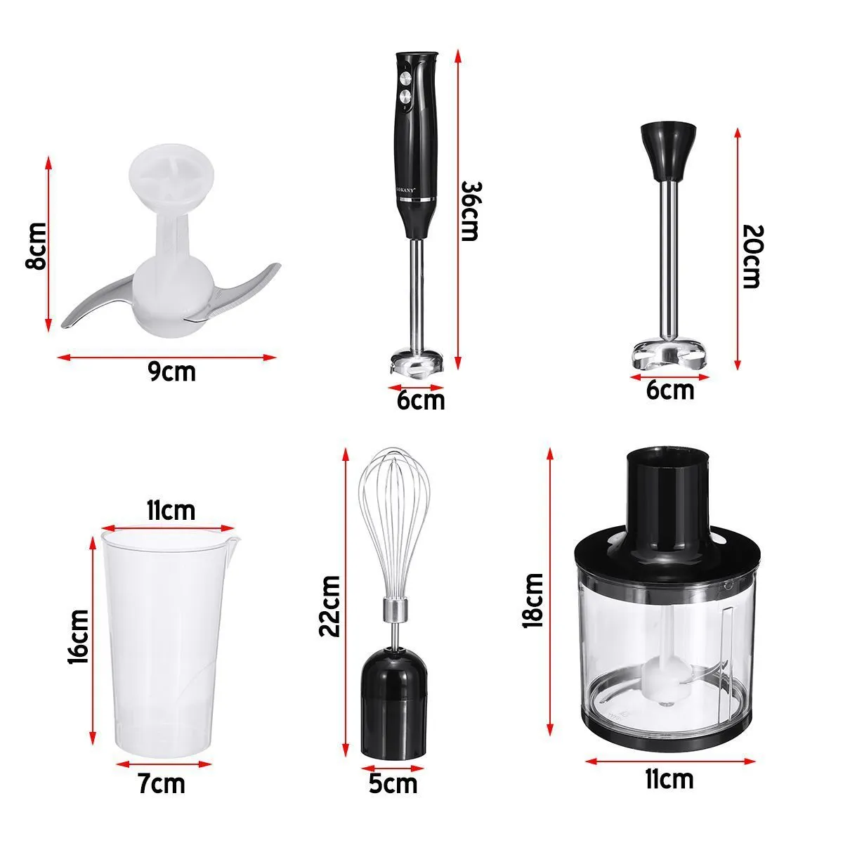 Black 700W electric egg beater food mixer with two speed settings and jug on a kitchen counter
