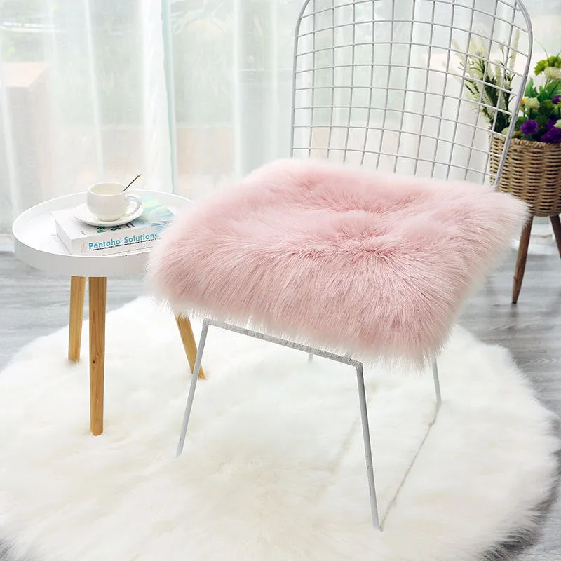 Plush office chair cushion seat pad in pink colour, 30x30cm square with polyester fibre filling