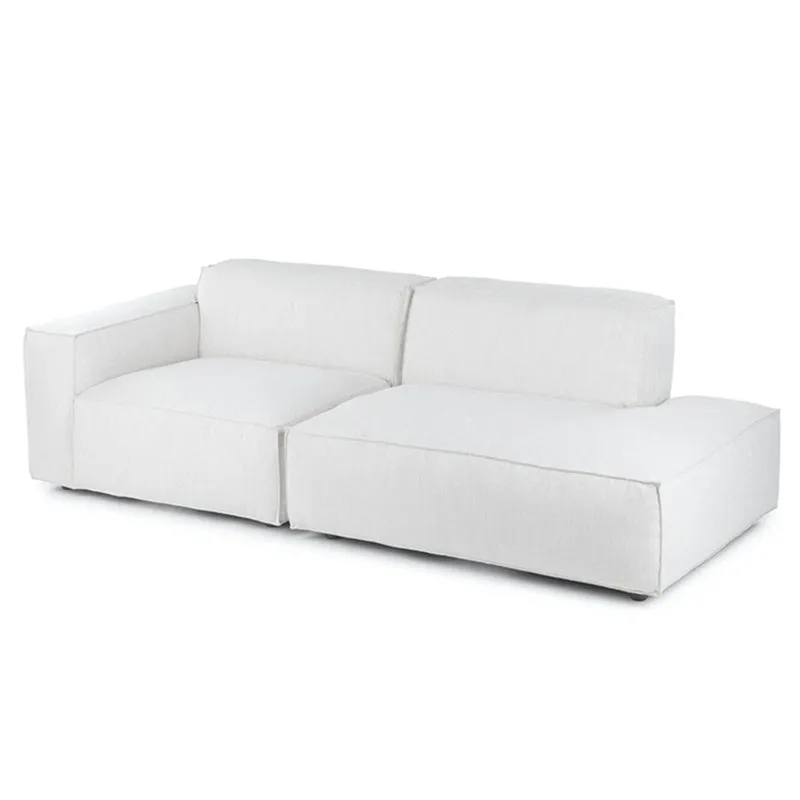 Modern velvet L-shaped sofa combination in beige, 200cm or 275cm width, sponge filled