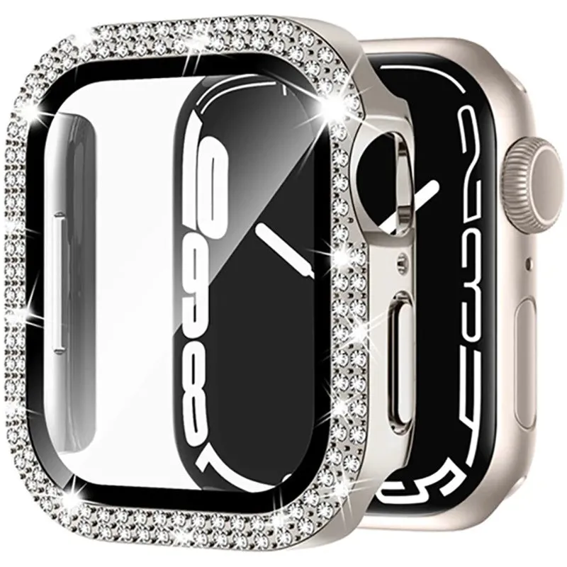 Apple Watch protective case with full frame and tempered glass screen in rose gold colour