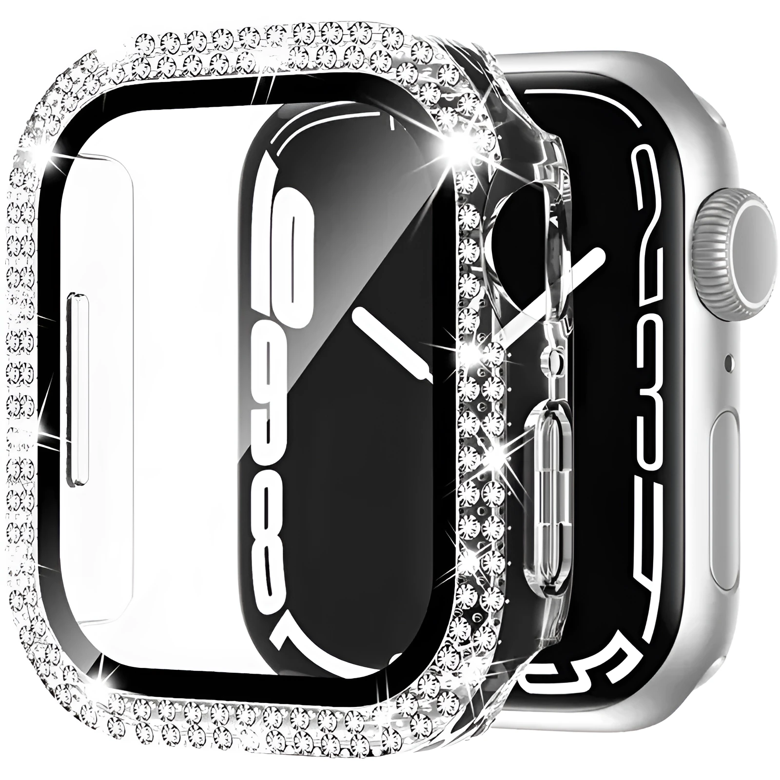 Apple Watch protective case with full frame and tempered glass screen in rose gold colour