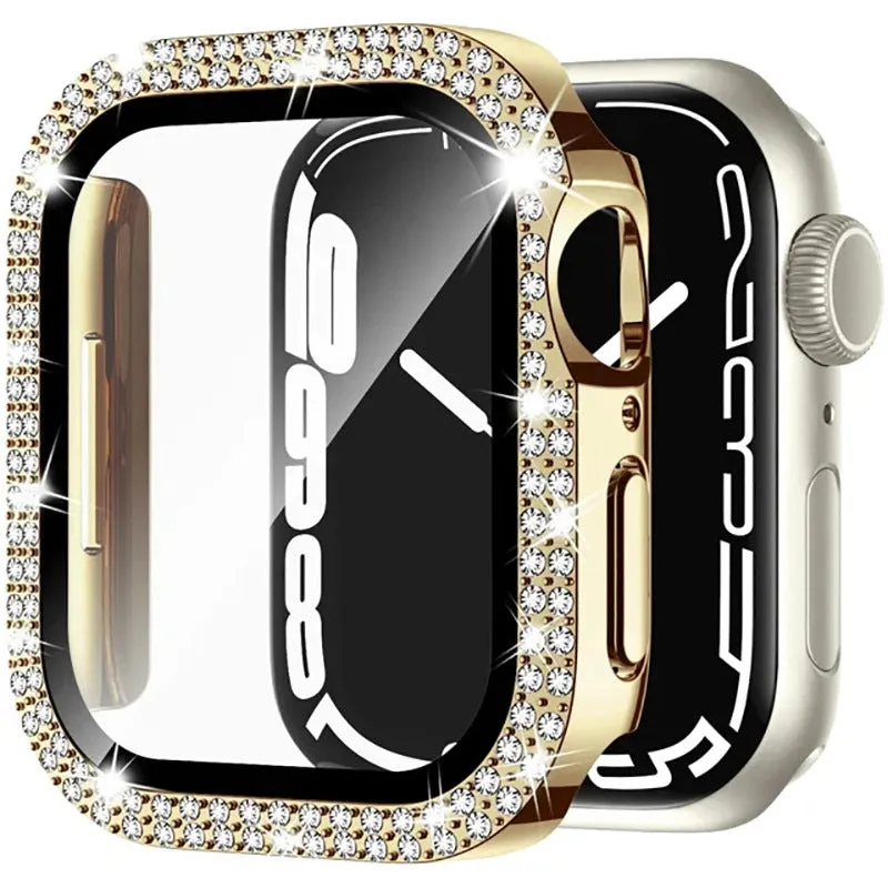 Apple Watch protective case with full frame and tempered glass screen in rose gold colour