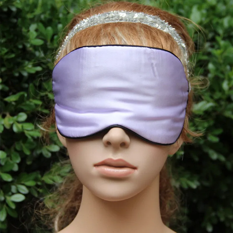 Double-sided mulberry silk eye mask with adjustable elastic band in black colour