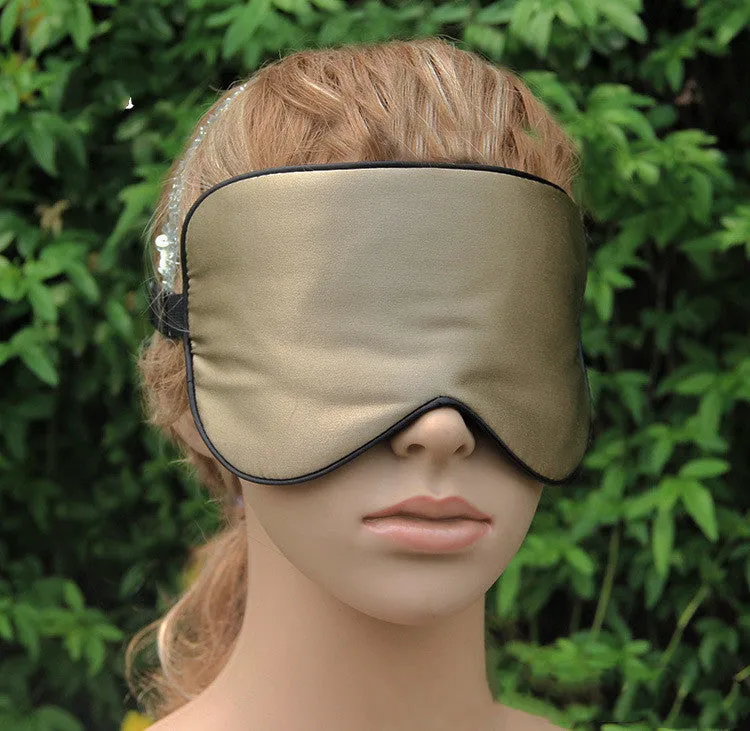 Double-sided mulberry silk eye mask with adjustable elastic band in black colour