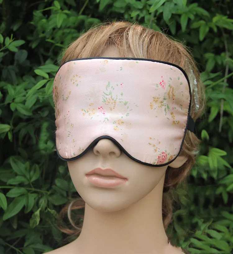 Double-sided mulberry silk eye mask with adjustable elastic band in black colour