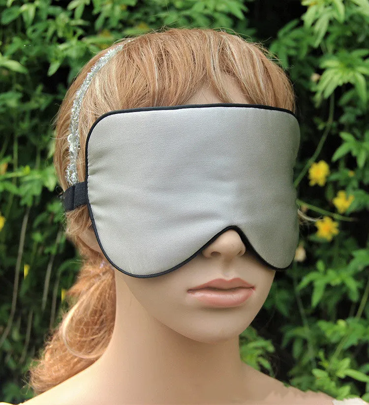 Double-sided mulberry silk eye mask with adjustable elastic band in black colour