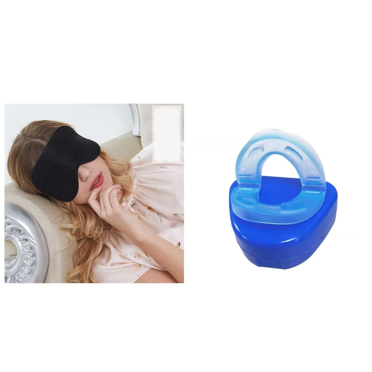 Double-sided mulberry silk eye mask with adjustable elastic band in black colour