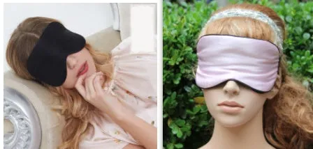Double-sided mulberry silk eye mask with adjustable elastic band in black colour