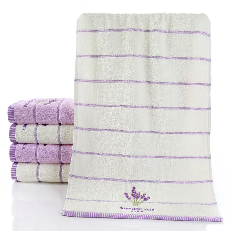 Pure cotton 32-strand embroidered face washing towel in green, 34x74cm, soft absorbent fabric