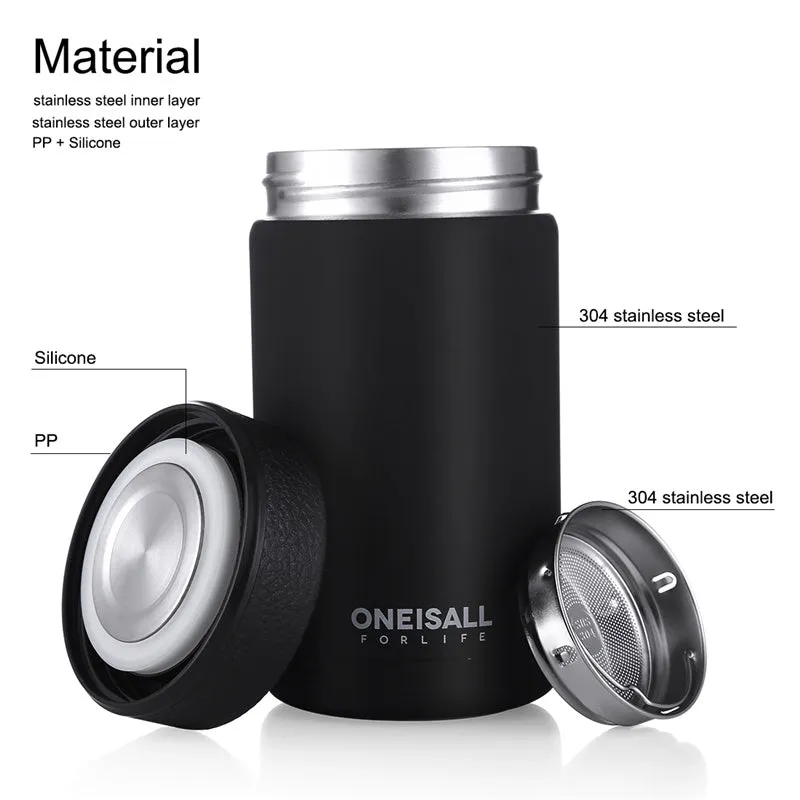 ONE IS ALL 400ml 304 stainless steel vacuum insulated cup with silicone seal, available in black