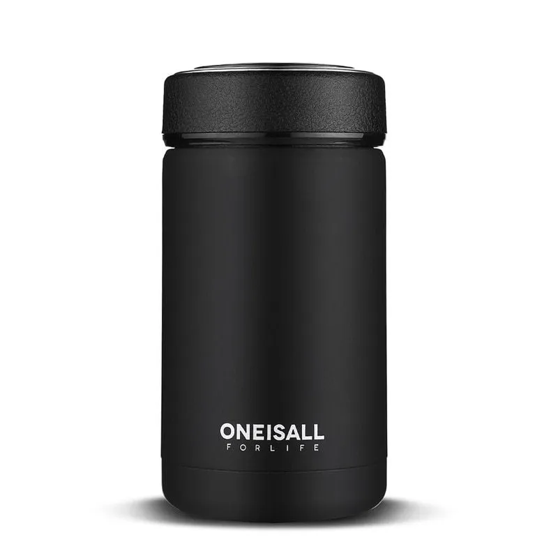 ONE IS ALL 400ml 304 stainless steel vacuum insulated cup with silicone seal, available in black