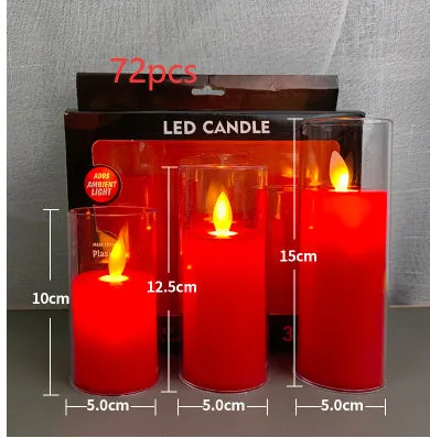 LED simulation candle lamp in cup shape, ivory white, 5.5cm height, 3-pack