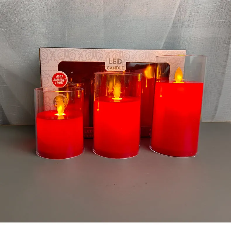 LED simulation candle lamp in cup shape, ivory white, 5.5cm height, 3-pack