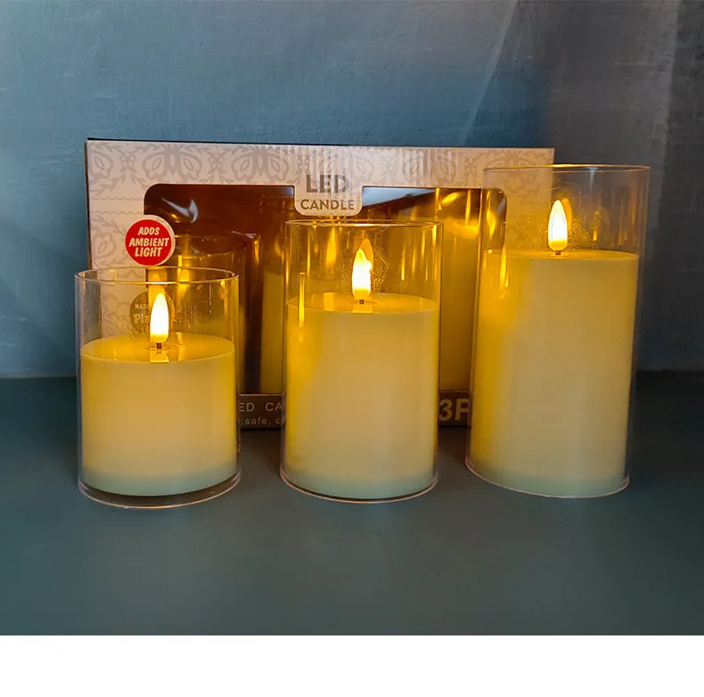 LED simulation candle lamp in cup shape, ivory white, 5.5cm height, 3-pack