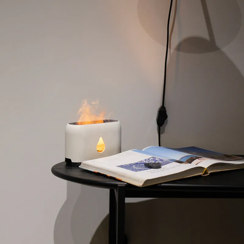 Mini remote control flame diffuser air humidifier round plastic USB powered household use white colour