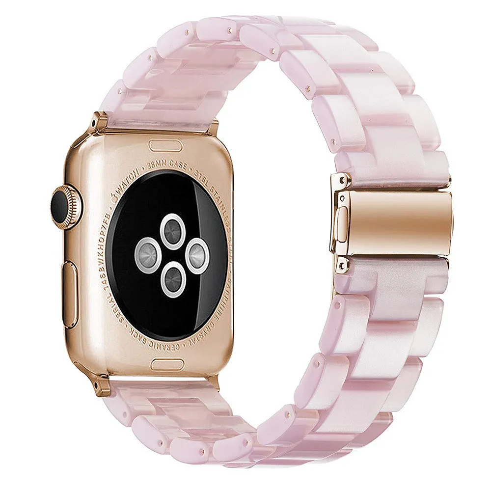Slim resin watch strap in Army Green for Apple Watch 38-45mm with silver buckle
