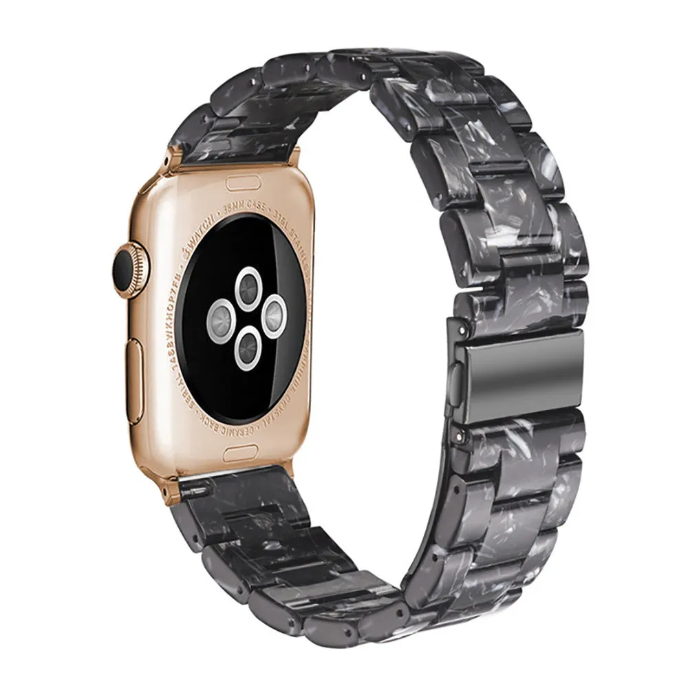 Slim resin watch strap in Army Green for Apple Watch 38-45mm with silver buckle