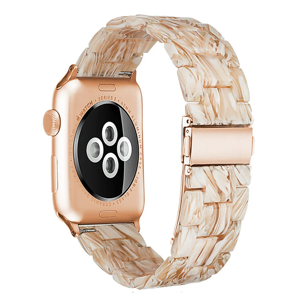 Slim resin watch strap in Army Green for Apple Watch 38-45mm with silver buckle