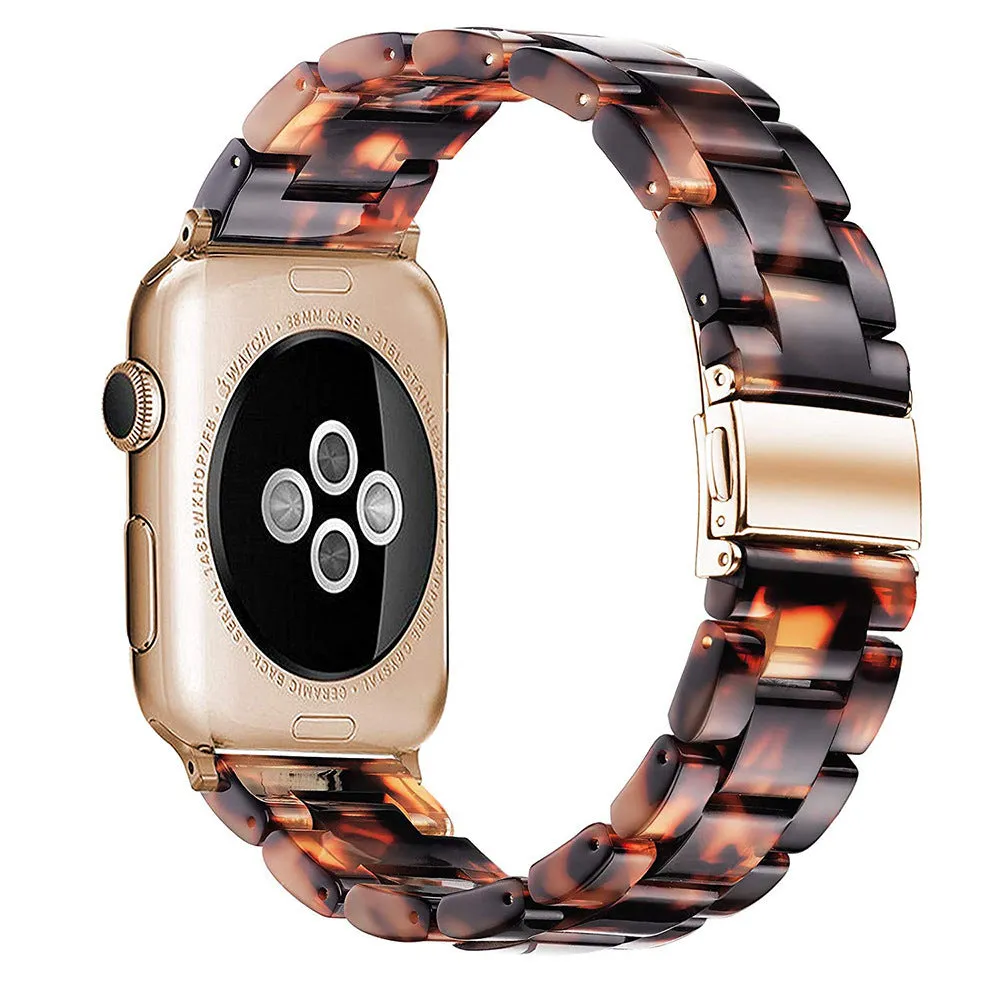 Slim resin watch strap in Army Green for Apple Watch 38-45mm with silver buckle