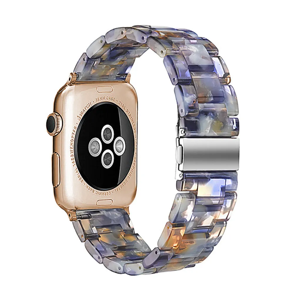 Slim resin watch strap in Army Green for Apple Watch 38-45mm with silver buckle