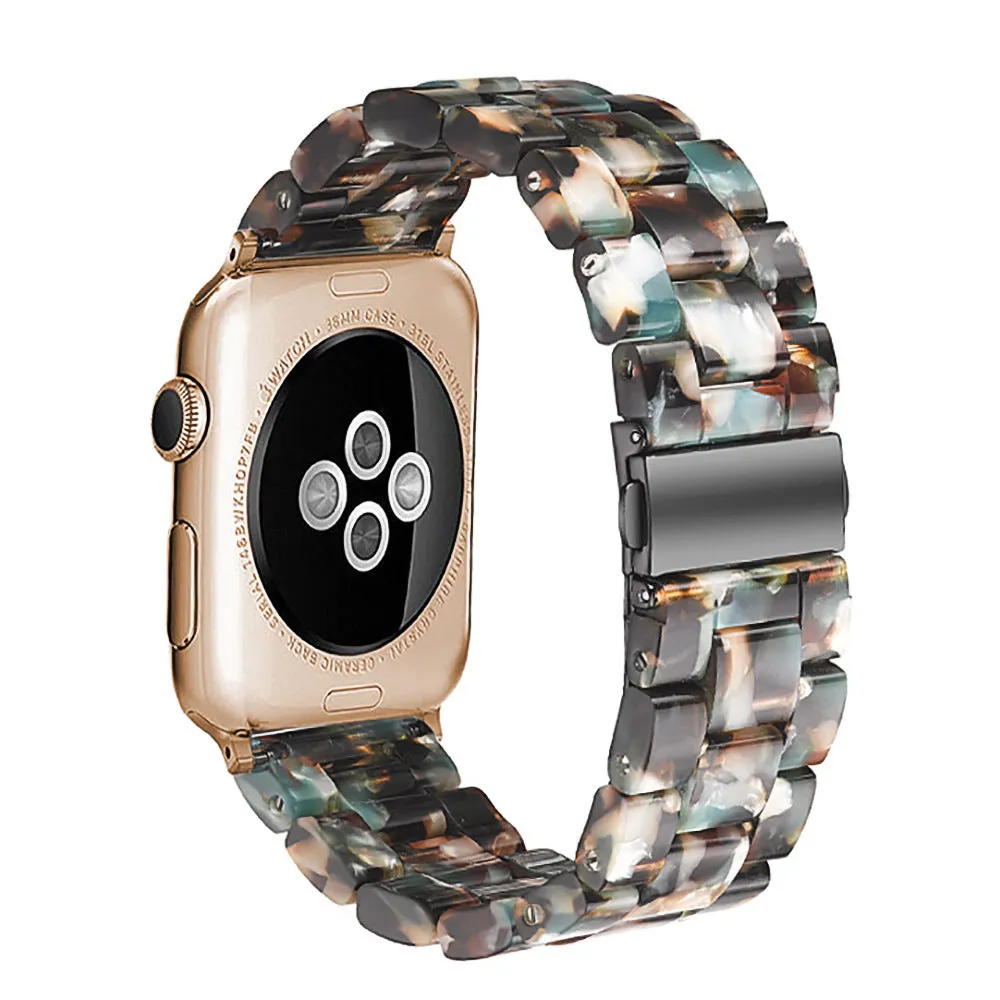 Slim resin watch strap in Army Green for Apple Watch 38-45mm with silver buckle