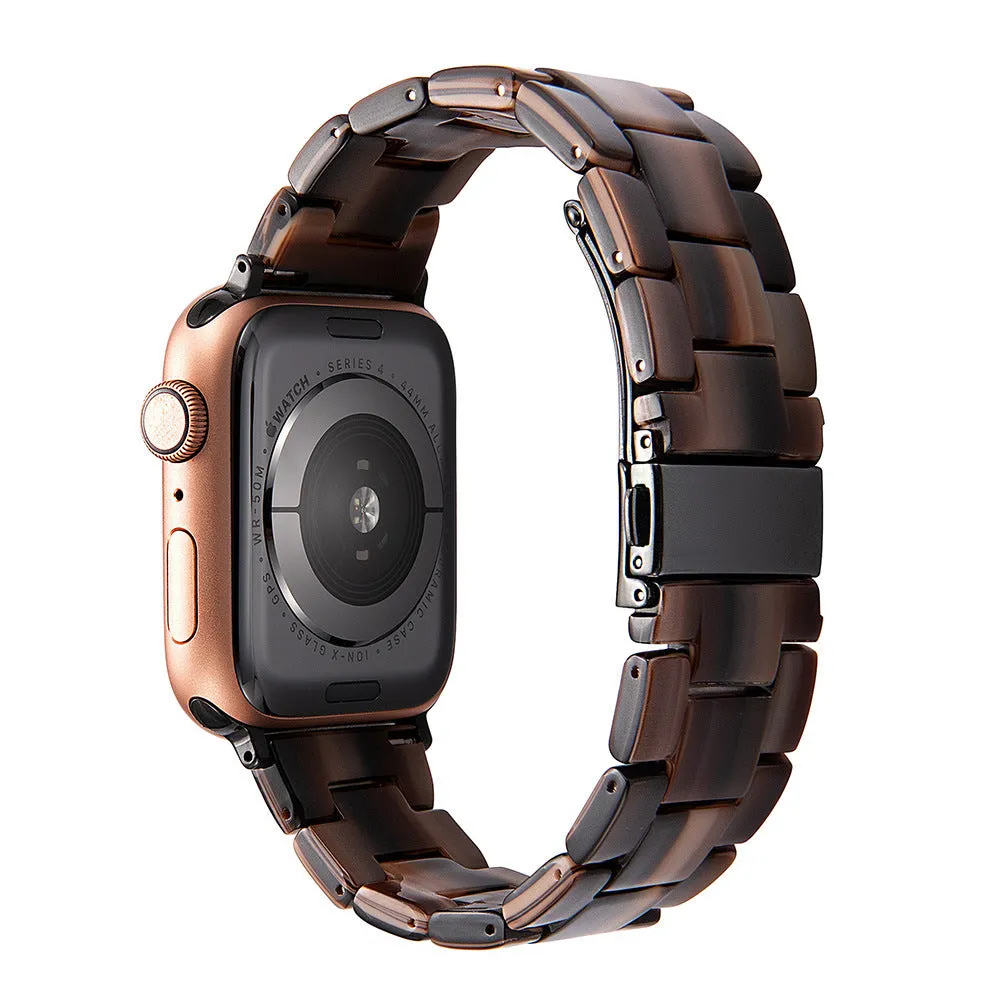 Slim resin watch strap in Army Green for Apple Watch 38-45mm with silver buckle