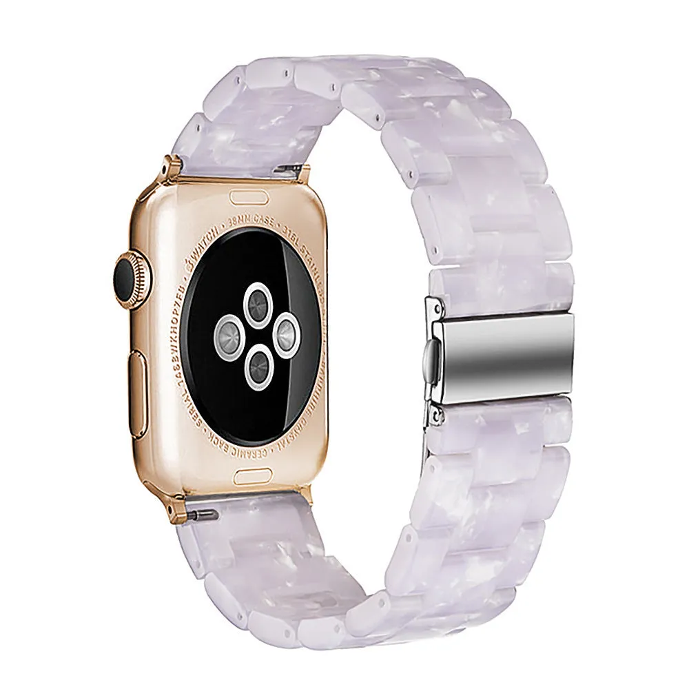 Slim resin watch strap in Army Green for Apple Watch 38-45mm with silver buckle