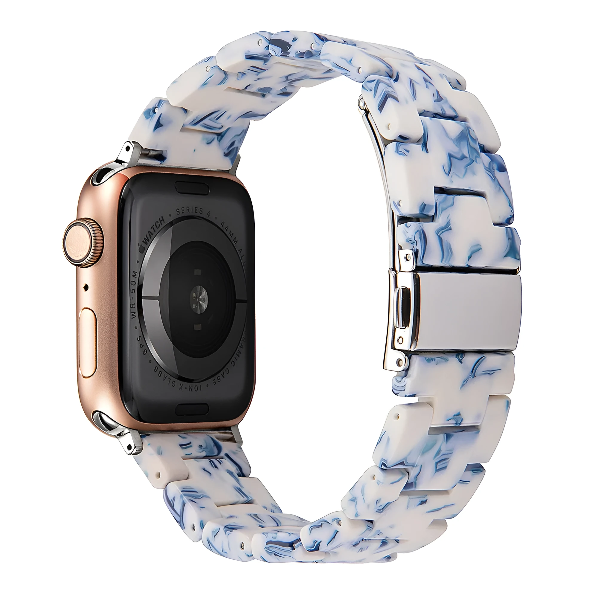 Slim resin watch strap in Army Green for Apple Watch 38-45mm with silver buckle
