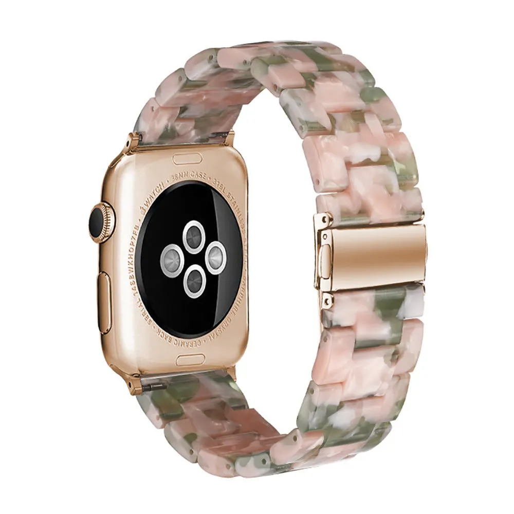 Slim resin watch strap in Army Green for Apple Watch 38-45mm with silver buckle