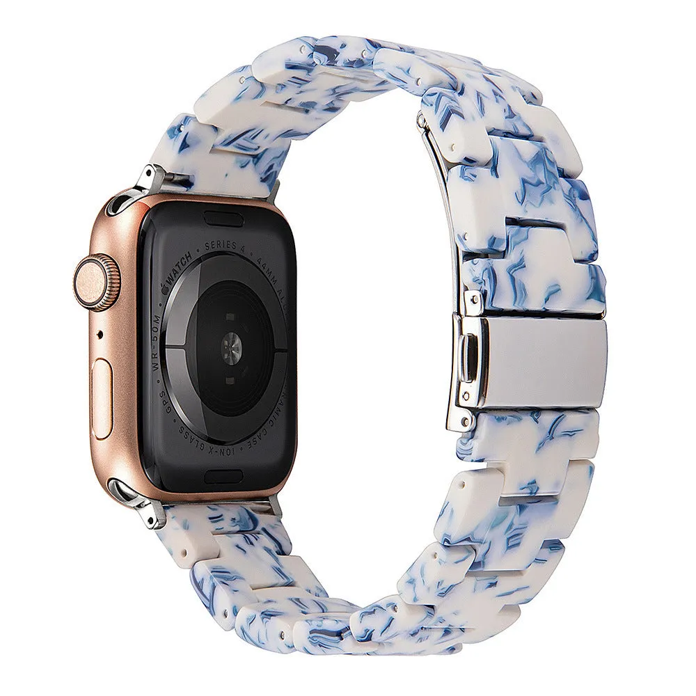 Slim resin watch strap in Army Green for Apple Watch 38-45mm with silver buckle