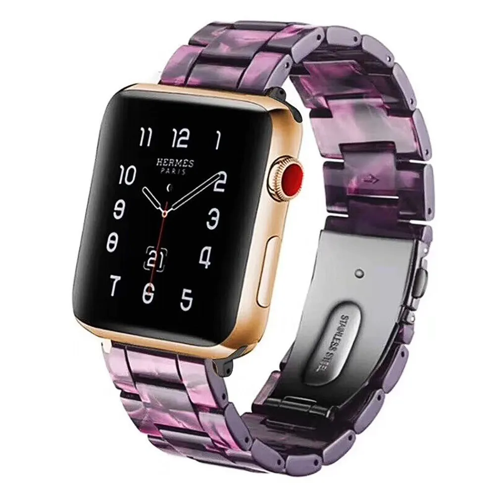 Slim resin watch strap in Army Green for Apple Watch 38-45mm with silver buckle