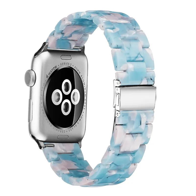 Slim resin watch strap in Army Green for Apple Watch 38-45mm with silver buckle