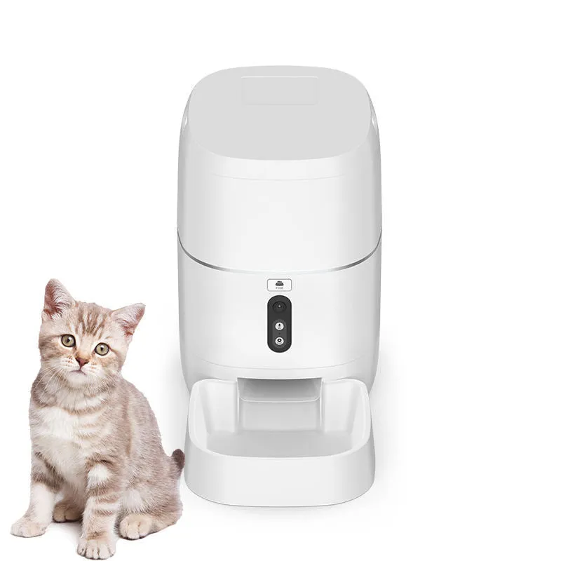 Smart Pet Automatic Feeder Water Feeder in white ABS plastic with compact design