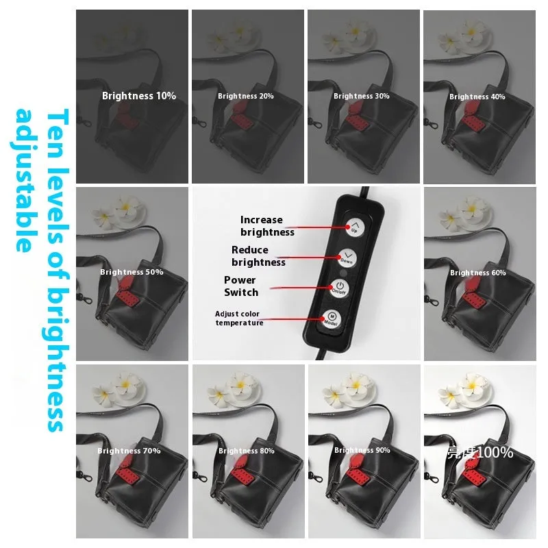 50cm foldable studio light box with LED lights and reflective interior for product photography.