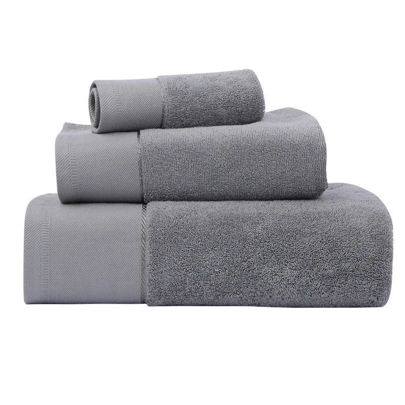 Cotton absorbent hotel bath towel 70x140cm 600g in white blue grey colours