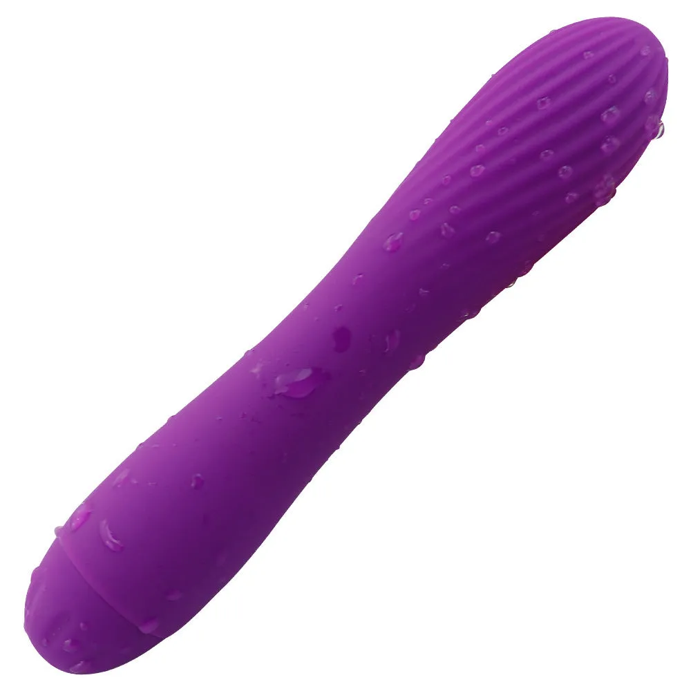 Pink rechargeable silicone toy for women in box with USB cable