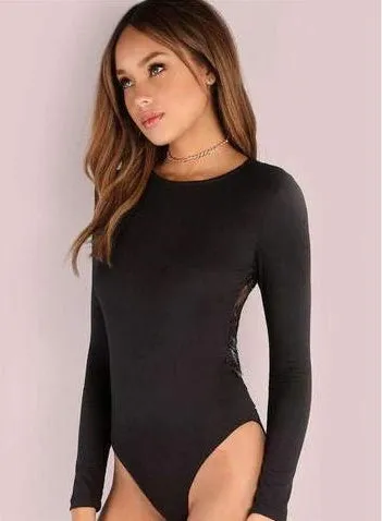 Black halter neck lace eyelash siamese lingerie nightdress with spandex blend on model