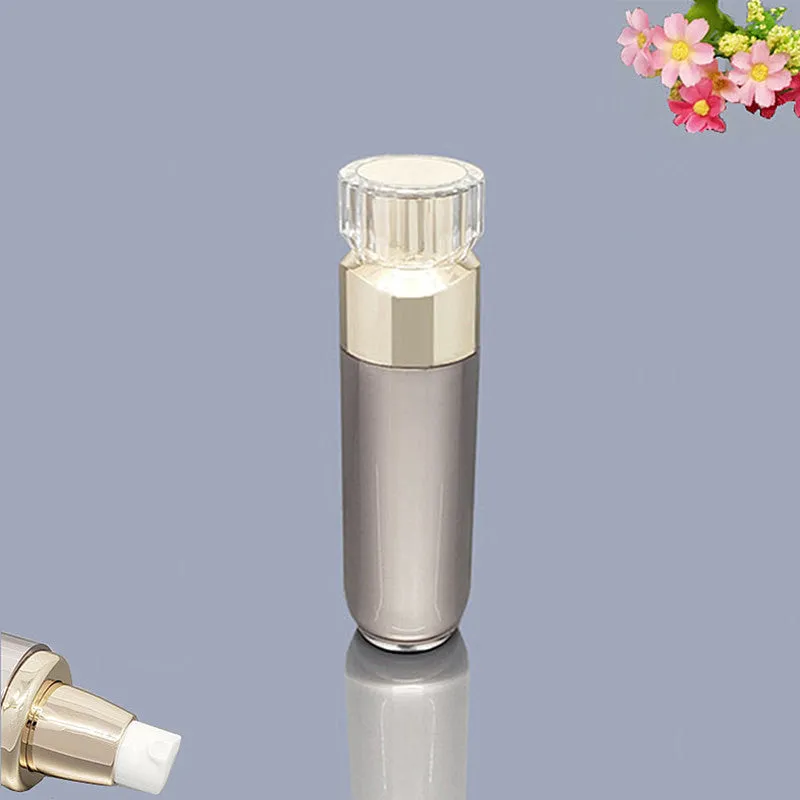 Acrylic cosmetics sub-bottling box with champagne gold and brushed white empty bottles in various sizes