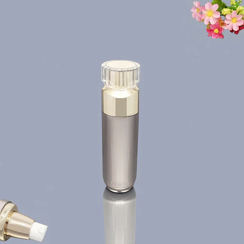 Acrylic cosmetics sub-bottling box with champagne gold and brushed white empty bottles in various sizes